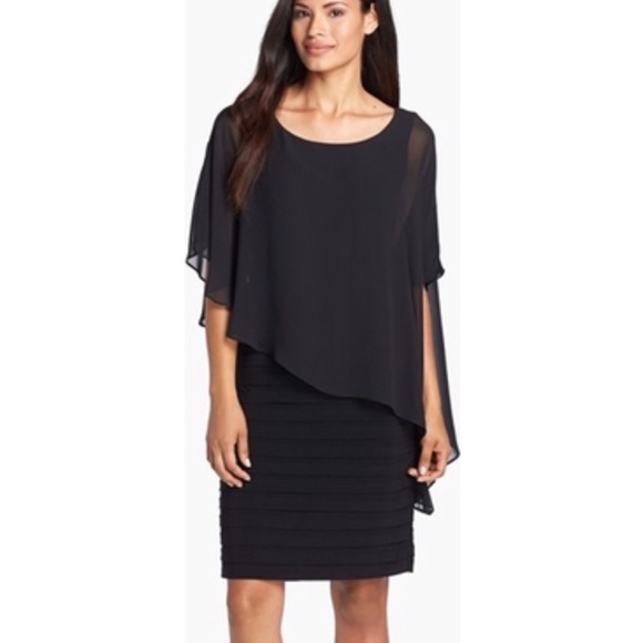 black chiffon overlay dress